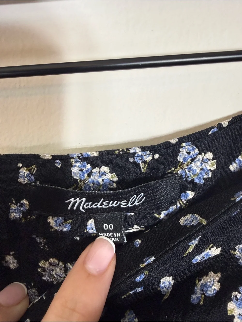 Madewell Rufflewrap Mini Skirt Baby’s Breath Floral Black Blue Size 00
